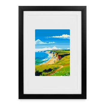 Dorset Uk Vintage Voyage Poster Souvenir WPA - Affiche encadrée (27 × 37 cm) - noir - Devant