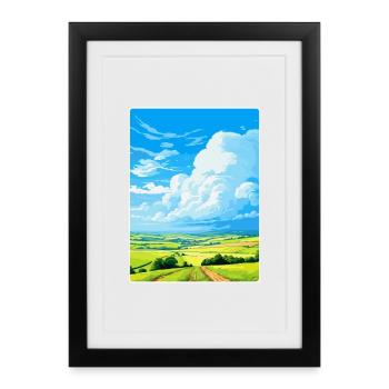 South Downs Vintage Voyage Poster Souvenir WPA - Affiche encadrée (27 × 37 cm) - noir - Devant