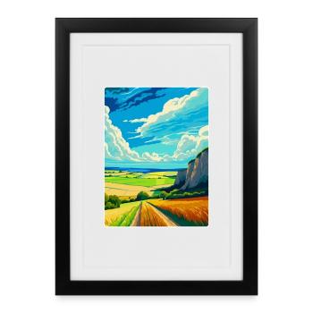 Affiche de voyage souvenir du parc national des South Downs - Affiche encadrée (27 × 37 cm) - noir - Devant