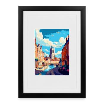 Exeter England Uk Vintage Travel Poster Souvenir - Framed poster (27 × 37 cm) - black - Front