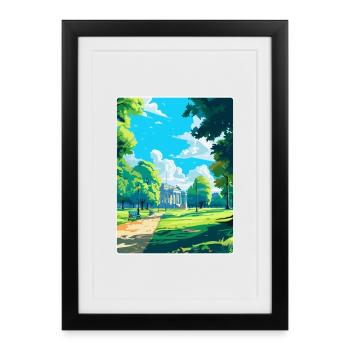 Hyde Park Londres Angleterre Royaume-Uni Affiche de voyage Souvenir - Affiche encadrée (27 × 37 cm) - noir - Devant