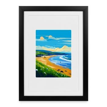 Croyde Beach Devon Vintage Travel Poster Souvenir - Framed poster (27 × 37 cm) - black - Front