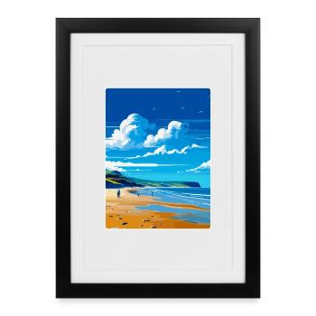 Croyde Beach Devon Vintage Travel Poster Souvenir - Framed poster (27 × 37 cm) - black - Front