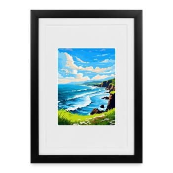 North Coast 500 Écosse Royaume-Uni Affiche de voyage vintage - Affiche encadrée (27 × 37 cm) - noir - Devant