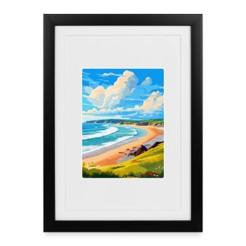 Woolacombe Devon Vintage Travel Poster Souvenir - Framed poster (27 × 37 cm) - black - Front