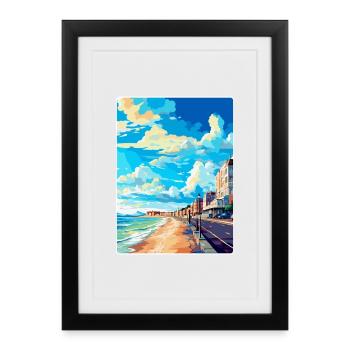 Hove England Uk Vintage Reiseplakat Souvenir WPA - Gerahmtes Poster (27 × 37 cm) - Schwarz - Vorne