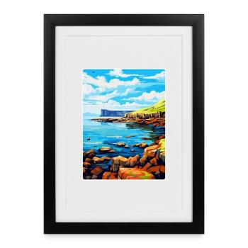 Isle Of Staffa Scotland Uk Vintage Travel Poster - Framed poster (27 × 37 cm) - black - Front