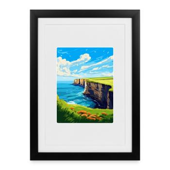 Bempton Cliffs England Uk Vintage Travel Poster - Framed poster (27 × 37 cm) - black - Front