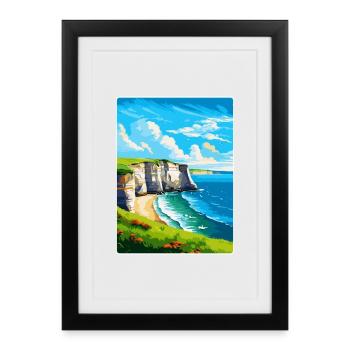 Flamborough Head England Uk Vintage Reiseposter - Gerahmtes Poster (27 × 37 cm) - Schwarz - Vorne