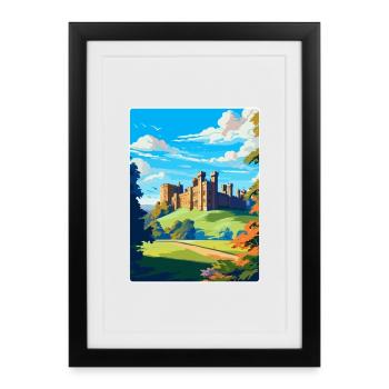 Alnwick Castle England Uk Vintage Travel Poster - Framed poster (27 × 37 cm) - black - Front