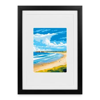 Portstewart Strand Ireland Uk Travel Poster WPA - Framed poster (27 × 37 cm) - black - Front