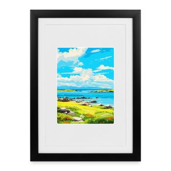 Isle Of Gigha Scotland Uk Vintage Travel Poster - Framed poster (27 × 37 cm) - black - Front