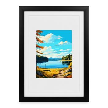 Parc forestier aquatique de Kielder, Angleterre, Royaume-Uni, Affiche de voyage - Affiche encadrée (27 × 37 cm) - noir - Devant