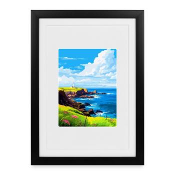 Affiche de voyage vintage de Lizard Point Angleterre Royaume-Uni WPA - Affiche encadrée (27 × 37 cm) - noir - Devant