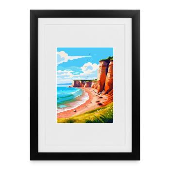 Torquay Cliffs England Uk Vintage Travel Poster - Framed poster (27 × 37 cm) - black - Front