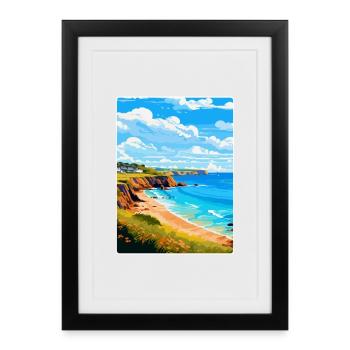 St Brelades Bay Jersey Vintage Reiseposter WPA - Gerahmtes Poster (27 × 37 cm) - Schwarz - Vorne