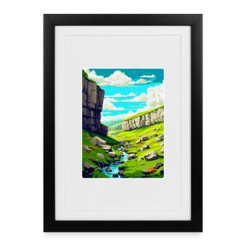 Malham Cove England Uk Vintage Reiseposter WPA - Gerahmtes Poster (27 × 37 cm) - Schwarz - Vorne