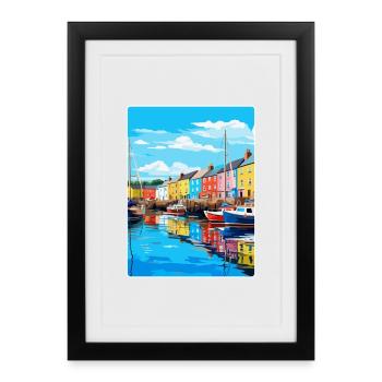 Plymouth Angleterre Royaume-Uni Affiche de voyage vintage souvenir - Affiche encadrée (27 × 37 cm) - noir - Devant
