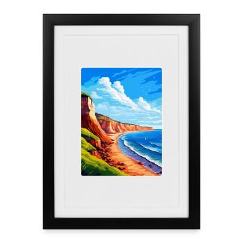 Torquay Cliffs England Uk Vintage Travel Poster - Framed poster (27 × 37 cm) - black - Front