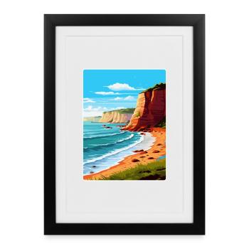Torquay Cliffs England Uk Vintage Travel Poster - Framed poster (27 × 37 cm) - black - Front