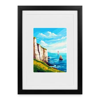 Beachy Head Sussex Vintage Reiseposter Souvenir - Gerahmtes Poster (27 × 37 cm) - Schwarz - Vorne
