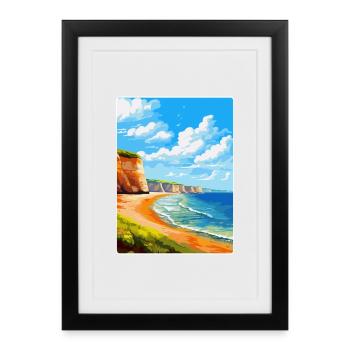 Torquay Cliffs England Uk Vintage Travel Poster - Framed poster (27 × 37 cm) - black - Front