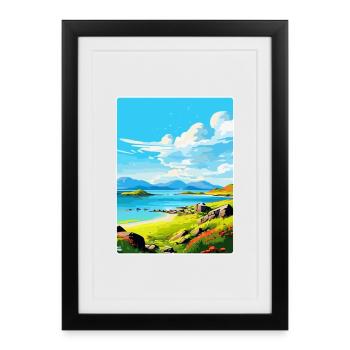 Île de Jura Écosse Royaume-Uni Affiche de voyage vintage WPA - Affiche encadrée (27 × 37 cm) - noir - Devant