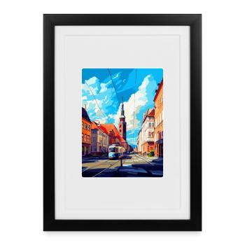 Ostrava Czech Republic Vintage Travel Poster WPA - Framed poster (27 × 37 cm) - black - Front