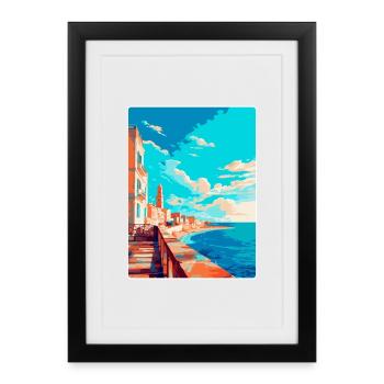 Cadix Espagne Affiche de voyage vintage WPA Art Souvenir - Affiche encadrée (27 × 37 cm) - noir - Devant