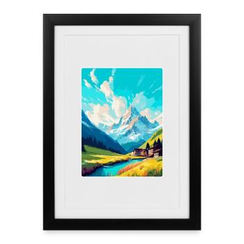 Lech Autriche Affiche de voyage vintage WPA Souvenir - Affiche encadrée (27 × 37 cm) - noir - Devant