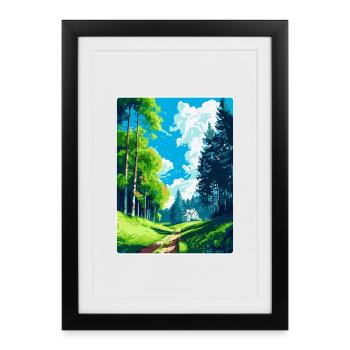 Affiche de voyage vintage des bois de Vienne en Autriche Art WPA - Affiche encadrée (27 × 37 cm) - noir - Devant