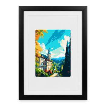 Baden Baden Allemagne Affiche de voyage vintage souvenir - Affiche encadrée (27 × 37 cm) - noir - Devant