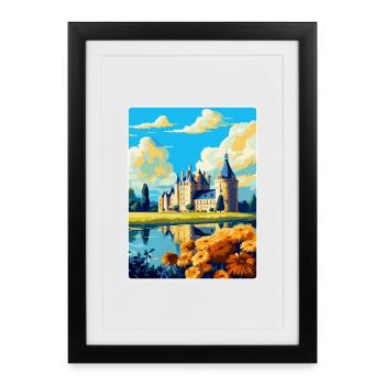 Vallée de la Loire France Affiche de voyage vintage souvenir - Affiche encadrée (27 × 37 cm) - noir - Devant