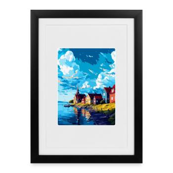 Trelleborg Sweden Vintage Travel Poster Souvenir - Framed poster (27 × 37 cm) - black - Front