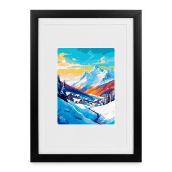 Les Arcs France Affiche de voyage vintage Souvenir WPA - Affiche encadrée (27 × 37 cm) - noir - Devant