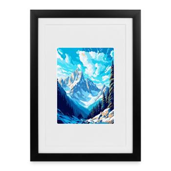 Chamonix France Affiche de voyage vintage Souvenir WPA - Affiche encadrée (27 × 37 cm) - noir - Devant