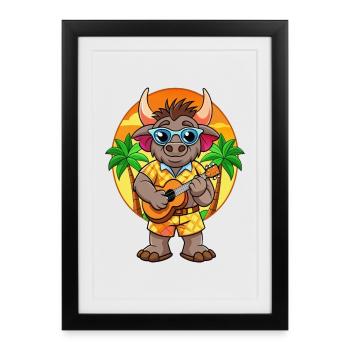 Lunettes de soleil de plage d’été Funny Buffalo Cartoon - Affiche encadrée (27 × 37 cm) - noir - Devant