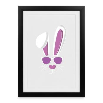 Cool lapin de ski et lapin de Pâques - Affiche encadrée (27 × 37 cm) - noir - Devant