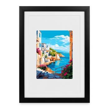 Rhodes Greece Vintage Travel Poster WPA Souvenir - Framed poster (27 × 37 cm) - black - Front