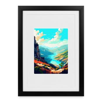Geres Nationalpark Portugal Vintage Reiseplakat - Gerahmtes Poster (27 × 37 cm) - Schwarz - Vorne