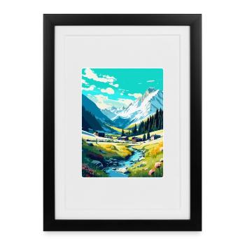 Arosa Suisse Affiche de voyage vintage souvenir - Affiche encadrée (27 × 37 cm) - noir - Devant