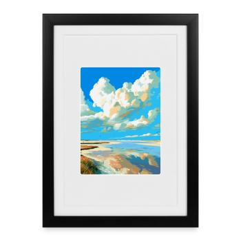Affiche de voyage vintage de la mer des Wadden aux Pays-Bas WPA - Affiche encadrée (27 × 37 cm) - noir - Devant