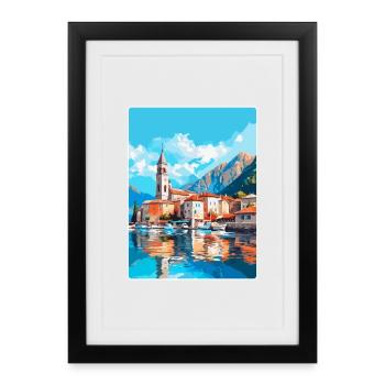 Kotor Montenegro Vintage Poster Souvenir de Voyage - Affiche encadrée (27 × 37 cm) - noir - Devant