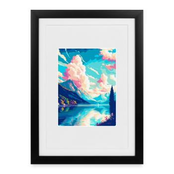 Burgenstock Suisse Affiche de voyage vintage WPA - Affiche encadrée (27 × 37 cm) - noir - Devant