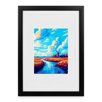 Souvenir d’affiche de voyage vintage Lisse Pays-Bas - Affiche encadrée (27 × 37 cm) - noir - Devant
