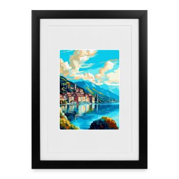 Lugano Schweiz Vintage Reiseplakat Souvenir - Gerahmtes Poster (27 × 37 cm) - Schwarz - Vorne
