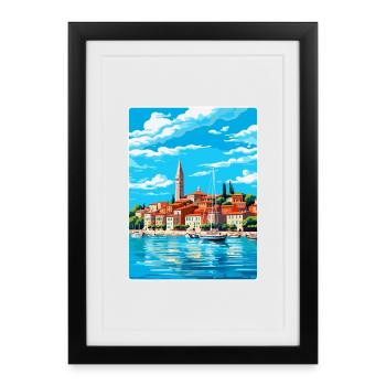 Koper Slovénie Affiche de voyage vintage Souvenir WPA - Affiche encadrée (27 × 37 cm) - noir - Devant