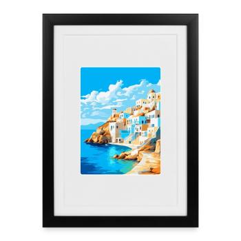 Karpathos Grèce Affiche de voyage vintage souvenir - Affiche encadrée (27 × 37 cm) - noir - Devant