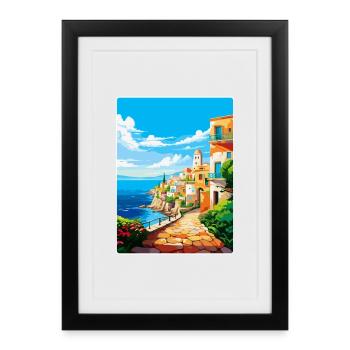 Héraklion Grèce Affiche de voyage vintage souvenir - Affiche encadrée (27 × 37 cm) - noir - Devant