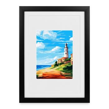 Faro Portugal Affiche de voyage vintage WPA Souvenir - Affiche encadrée (27 × 37 cm) - noir - Devant